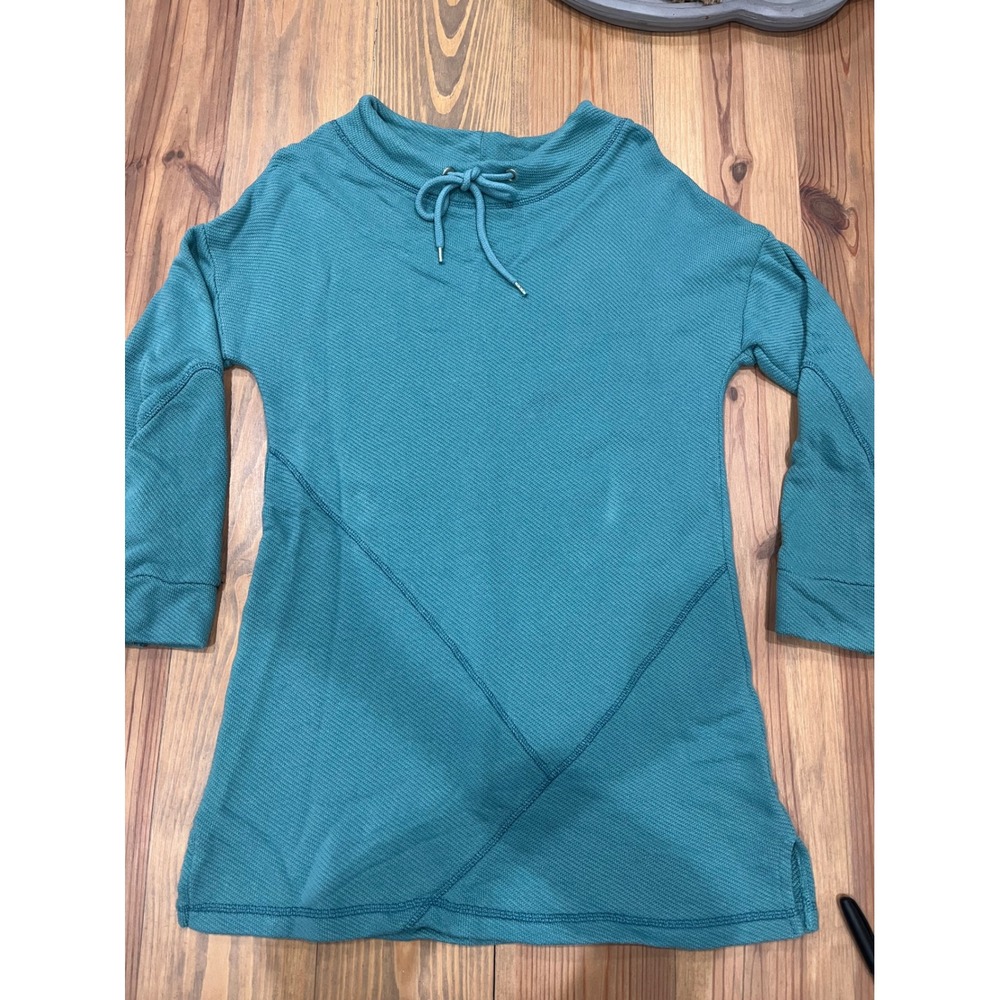 Soft Surroundings Teal Textured Pullover Sweatshirt Dress‎ Tunic Mock Neck M